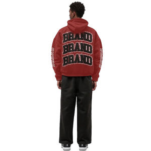 Survêtement Baggy en Coton Éponge Française avec Fermeture Éclair Unisexe 400 g/m² Lavage à l'Acide Impression Personnalisée Pantalon de Survêtement Style Hip Hop Ensemble à Capuche pour Homme - Product Image 2