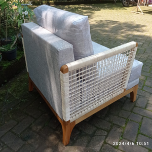 Chaise d'appoint en rotin en bois sièges lounge avec coussins fauteuil en bois naturel d'Indonésie - Product Image 5