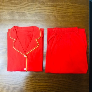 Nouvel arrivage : Ensemble de pyjama pour femme en gaze respirante, couleur unie, manches longues et pantalon, coupe ample et tendance, pour la maison. - Product Image 2