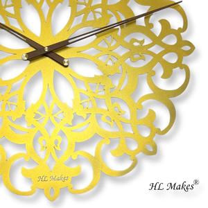 Horloge murale moderne Art Déco en quartz, 60 cm, cadre en acier/bois, design géométrique persan unique, aiguille de style antique pour salon - Product Image 2