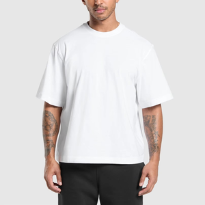 Nouveau T-shirt Homme Oversize à Col Bas en Tricot Lourd Personnalisé Streetwear avec Logo Personnalisé - Product Image 1