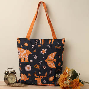 Bolsa de Lona de Algodón con Estampado de Animales Místicos, Gran Capacidad, Resistente al Agua, Cierre de Cremallera, Moderna, para Uso Diario, Verano y Otoño - Product Image 1