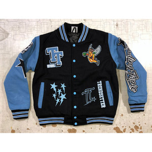 Chaqueta Varsity de Manga Larga para Mujer, Chaqueta de Béisbol con Hombros Caídos, Chaqueta Letterman con Bordado Personalizado - Product Image 1