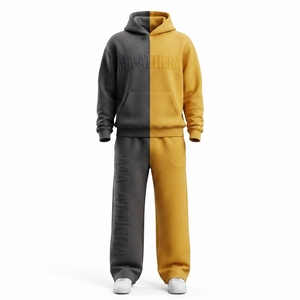 Conjunto de Sudadera Oversize de Dos Tonos y Pantalones Anchos de Felpa para Mujer, Chándal Urbano de Algodón con Bloques de Color - Product Image 3