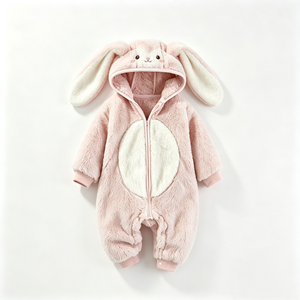 Traje de Nieve con Capucha de Conejito Rosa Personalizado UUUU40 para Bebés de 0 a 24 Meses, Disfraz de Navidad Unisex - Product Image 1