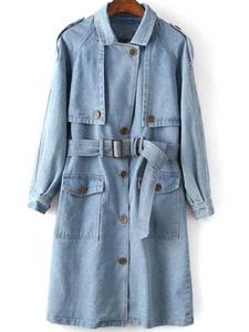 Chaqueta vaquera larga clásica para mujer, elegante, de gran tamaño, versátil, hasta la rodilla, capas de moda, ropa de calle Vintage esencial - Product Image 2