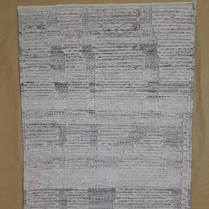 Modern Abstract Hand-Woven Wool & Cotton Rug - Grey & White Textured Embroided Area Rug for Minimalist Decor - Product Image 1