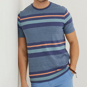 Camiseta 100% de algodón personalizada con logotipo de marca de buena calidad, camisetas cómodas de manga corta a rayas para hombres de Bangladesh - Product Image 2