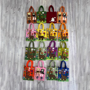Fancy Kids School Bags Merino Wool Felt Two Straps Zipper Closure Eco-friendly Handmade in Nepal - Product Image 2
