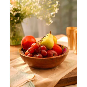 Cuencos de mezcla para servir de madera con estampado de esmalte adhesivo para ensalada de frutas, sopa, forma redondeada, ensaladeras de madera de Acacia, cuenco personalizado - Product Image 5