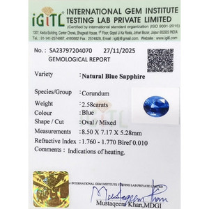 บลูแซฟไฟร์-2.58 กะรัต พลอยธรรมชาติทรงดาวเจียระไน รูขนาด 1 มม. สูง 8 มม. ขนาด 10 มม. ผ่านการอบความร้อน - Product Image 2