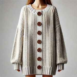 Women's Casual Cartoon V-Neck <b>Cardigan</b> Sweater with Lace Flowers Standard <b>Thickness</b> Knitted Design - Product Image 2