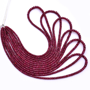 Rubí Longido de 3mm-5.50mm, Gema Facetada en Forma de Rondelle, Rubí Rojo Natural, Gema Semipreciosa, Cuentas Sueltas para Joyería - Product Image 4