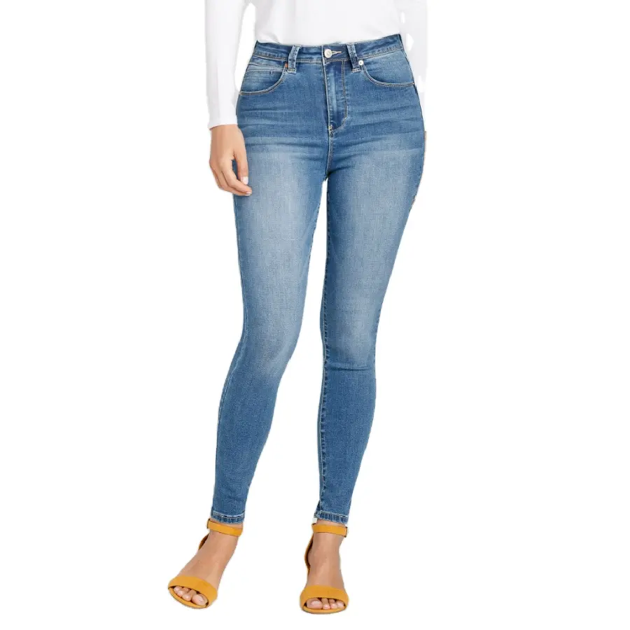 Pantaloni a vita alta regolari da donna personalizzati all'ingrosso della fabbrica pantaloni a matita da donna pantaloni Skinny Super Jeans in Denim dal Bangladesh