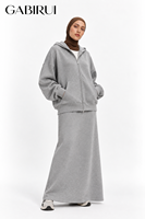 Ensemble 2 pièces automne-hiver musulman : sweat à capuche zippé oversize et jupe, en coton ample et confortable 360 g/m², couleur et logo personnalisables