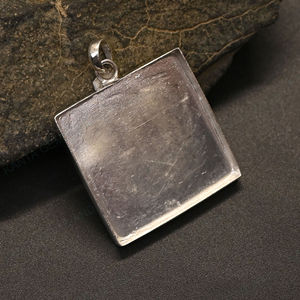 Colgante de marco de bisel cuadrado de 25mm de Plata de Ley 925 sólida para cenizas, relleno de resina, piedras preciosas finas, regalos de joyería conmemorativos - Product Image 2