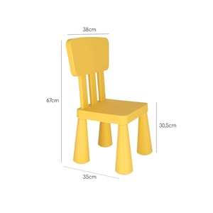 Set Tavolo Rotondo Giallo per Bambini e 2 Sedie in Plastica Robusta e Resistente, Dimensioni 70x48cm e 38x35x67 cm - Product Image 5