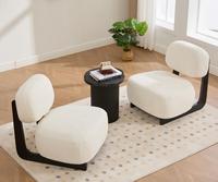 Fauteuil d'appoint moderne rembourré avec structure en bois massif, fauteuil lounge en tissu bouclé pour salon, balcon