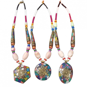 Indian Fashion <b>Boho</b> Mosaic <b>Necklace</b> Handmade Buffalo Bone Horn Jewelry Geometric Artificial Handicrafts Bohemia Style <b>Necklace</b> - Product Image 4