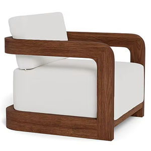 Chaise longue en teck moderne haut de gamme avec coussin rembourré |   Fauteuil design pour hôtel et villa - Product Image 1