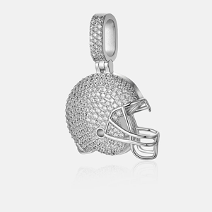 Pendentif Casque de Football en Acier Inoxydable Serti de Diamants Plaqué Argent Style Hip Hop - Product Image 2