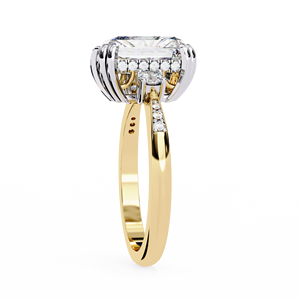 Anillo de Compromiso con Diamante Cultivado en Laboratorio de Corte Radiante de 3.00 Quilates, Certificado IGI, Oro y Platino, Solitario con Piedras Laterales - Product Image 4