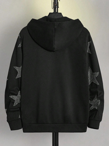 Custom Rhinestone Zipper up Streetwear Fleece Heavy Weight Hoodie Hombres Mejor calidad Hoodies Unisex Transpirable Hombres Hoodies - Product Image 4