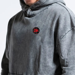 Sudadera con capucha de invierno para hombre de alta calidad con patrón de lavado ácido de diseño personalizado 100% algodón poliéster ligero estilo informal sólido con capucha - Product Image 5