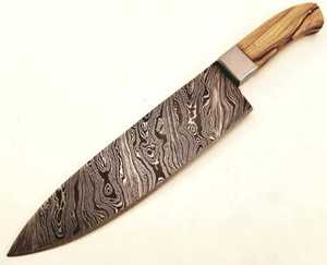 Nouvelle arrivée prix bon marché dernière conception couteau de chef damas fait à la main manche en bois avec gaine en cuir couteau de chef de cuisine - Product Image 1
