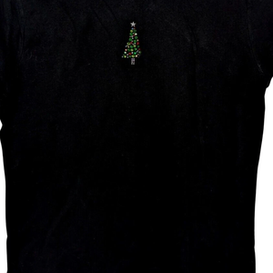 Custom Rhinestone <b>Christmas</b> Tree TShirt Women Fitted Holiday Tee Bling Festive Top Bulk Wholesale OEM Private Label High Quality - Product Image 3