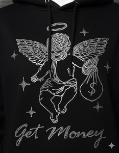 Sweat à capuche personnalisé en tissu polaire avec strass, prix direct usine, en polyester/coton, pour homme, hiver - Product Image 5