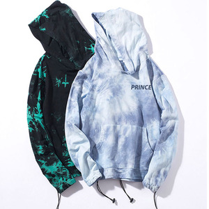 Gran oferta Unisex Tie Dye sudaderas con capucha bellamente bordado estampado transpirable polar de manga larga pulóver Popular invierno con capucha hombres - Product Image 1