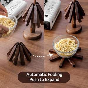 Sous-plats en bois pour plats chauds, ensemble de sous-plats en forme d'arbre, sous-verre pour théière, casseroles chaudes (noyer noir) - Product Image 2