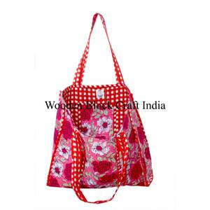 Grands sacs fourre-tout en coton matelassé, sacs fourre-tout en coton personnalisés, sacs de shopping, sacs de voyage, sacs à main pour femmes, imprimé floral, sac à bandoulière pour femmes - Product Image 5