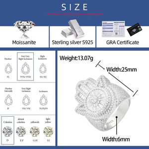 Eyes Hamsa Hand S925 Iced Out <b>Rings</b> <b>for</b> <b>Men</b> Hip Hop Luxulry Finger Sterling Silver Fine Jewelry - Product Image 6