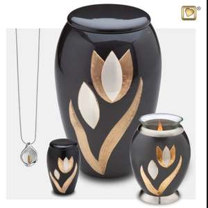 Arche de crémation de tulipe en aluminium, pour cendres humaines, urne commémorative, fabricant indien, L MAX B, exportation - Product Image 1