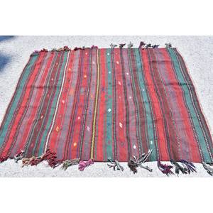 พรมขนแกะสีเขียวสีแดงแบบดั้งเดิม6.1ft 4.6 x แนววินเทจผ้าตัดต่อแบบตุรกีแผ่นยางรองแบนสำหรับตกแต่งห้องนั่งเล่นสำหรับวัยรุ่น - Product Image 3