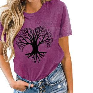 Camiseta estampada de manga corta para mujer Camiseta estampada de gran tamaño para mujer Camiseta estampada de algodón y poliéster - Product Image 1