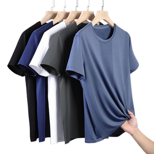 Camiseta Deportiva de Verano Fresca de Seda de Hielo con Logotipo Personalizado OEM, Camiseta Informal de Secado Rápido de Ajuste Holgado para Hombre, Camiseta de Moda Urbana de Talla Grande - Product Image 1