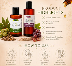 Alquiverde Body Nutrition Duo - Aceites Portadores Veganos 100% Puros y Naturales Prensados en Frío: 100g de Semilla de Uva y 60g de Almendra Dulce - Product Image 3