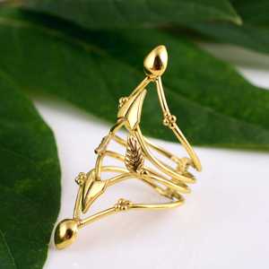 2026 Latest Boho Leaf Armor <b>Ring</b> Tribal Brass <b>Rings</b> for Women 18k Gold Plated Floral Swirl <b>Statement</b> <b>Ring</b> for Wholesale/OEM/ODM - Product Image 3
