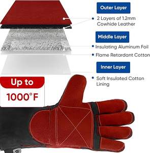 Gants de soudage en cuir à manches longues, résistants à la chaleur, pour la manipulation des animaux, la soudure et le barbecue, design personnalisé, vente en gros, gants de protection professionnels - Product Image 4