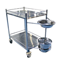 Chariot médical en acier inoxydable MEI de classe II avec deux étagères et roulettes pour usage médical