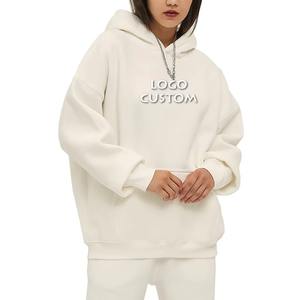 Soft Oversized <b>Velour</b> Pullover <b>Hoodie</b> for Women Loose Fit Long Sleeve Casual Cozy Streetwear Fashion Front Logo - Product Image 2