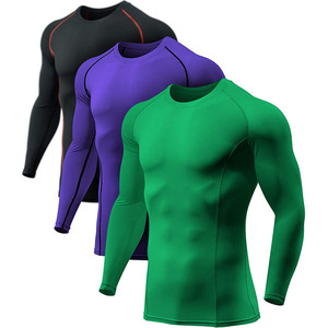 Chemises de fitness sur mesure de haute qualité chemises de compression pour hommes fabriquées en usine modèles en polyester solide approvisionnement OEM vente chaude - Product Image 3