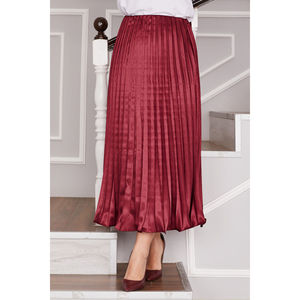 Burgundy Shiny Satin Pleated <b>Skirt</b> Breathable <b>Tight</b> Short Size XS Digital Print Ruffles Plus Size Made Cotton Knitted Spandex - Product Image 2