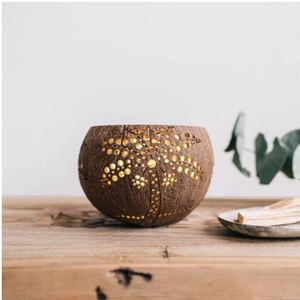 Hand-Carved Bamboo Lantern for Tealight <b>Candles</b> Eco-Friendly <b>Coconut</b> <b>Candle</b> Holder Unique and Sustainable Home Decor - Product Image 4