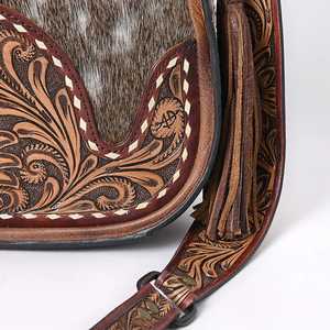Última Colección, Bolso Bandolera de Cuero Genuino Hecho a Mano para Mujer, Tallado Floral, con Cierre, Estilo Occidental - Product Image 3