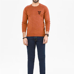 Sweat-shirt en tricot 100% coton pour homme avec logo personnalisé, design uni décontracté pour l'automne et l'hiver - Product Image 1