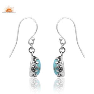 Meilleure vente Boucles d'oreilles pendantes en argent sterling naturel Kingman Turquoise Gemstone pour fabricant de bijoux pour femmes - Product Image 4